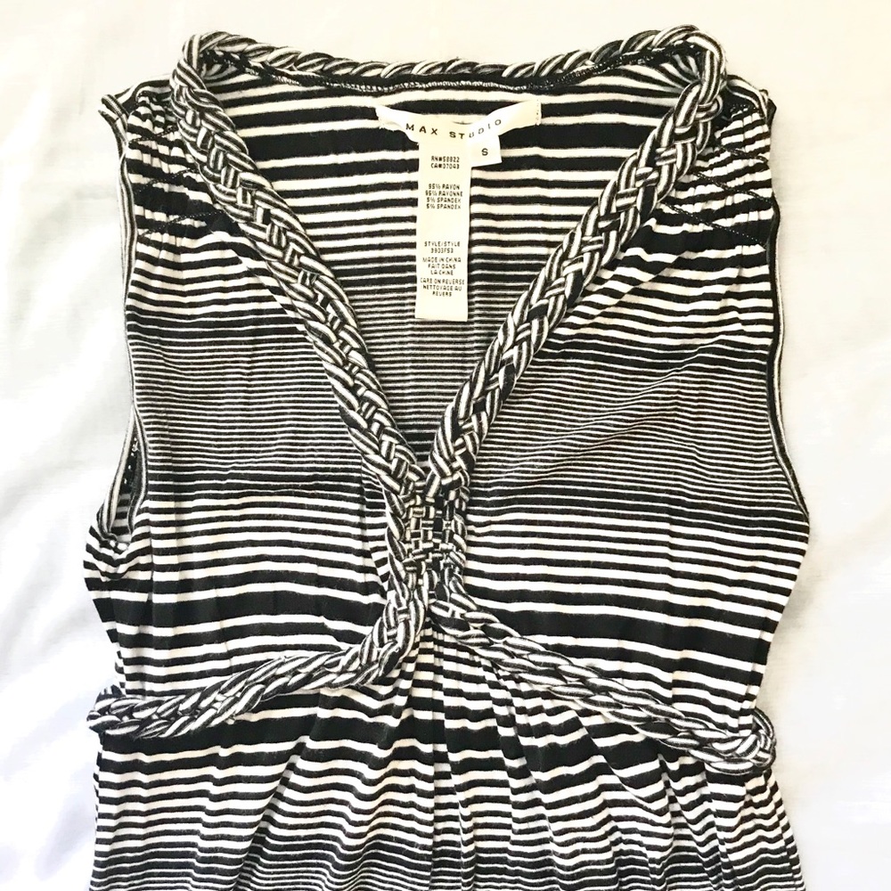 Mac Studio - V-neck Maxi Dress, Braided Trim - Sz S.